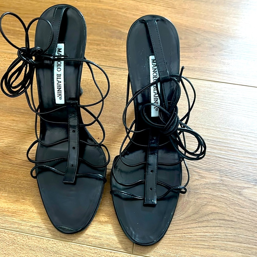 Manolo Blahnik Strappy Black Heels